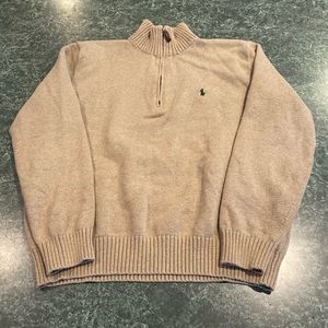 Polo Ralph Lauren Tan 1/4 Zip Sweater Size Large